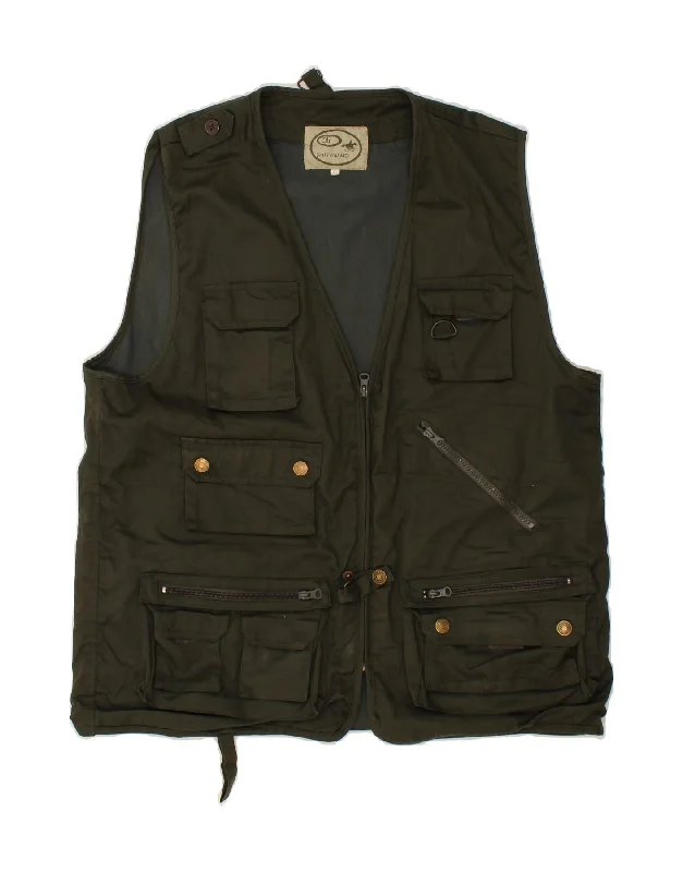 Modern Men's Field JacketsVINTAGE Mens Utility Gilet UK 44 2XL Khaki Polyester