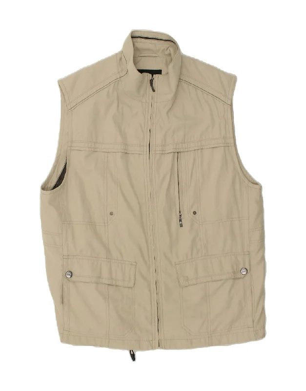 Men's Coats for Ice FishingVINTAGE Mens Utility Gilet UK 46 3XL Beige Cotton Sports