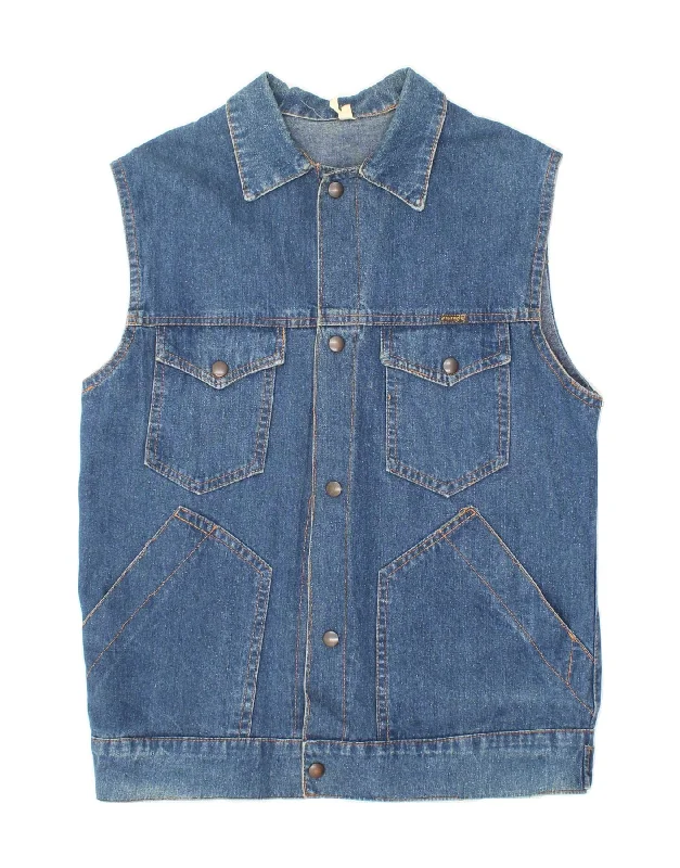 Men's Coats with Multi-Pocket DesignWRANGLER Mens Denim Gilet UK 38 Medium Blue