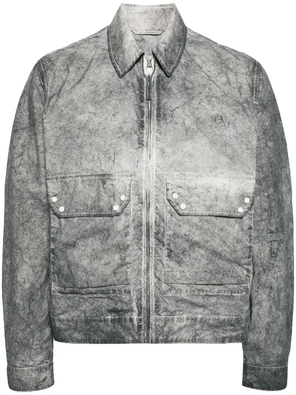 Fashionable Men's Denim JacketsZip-Up Distressed-Effect Shirt Jacket