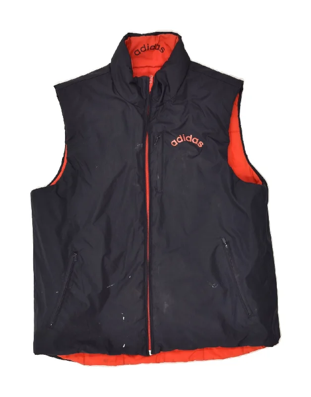 Men's Coats without LiningADIDAS Mens Graphic Reversible Gilet UK 40 Large Navy Blue Colourblock