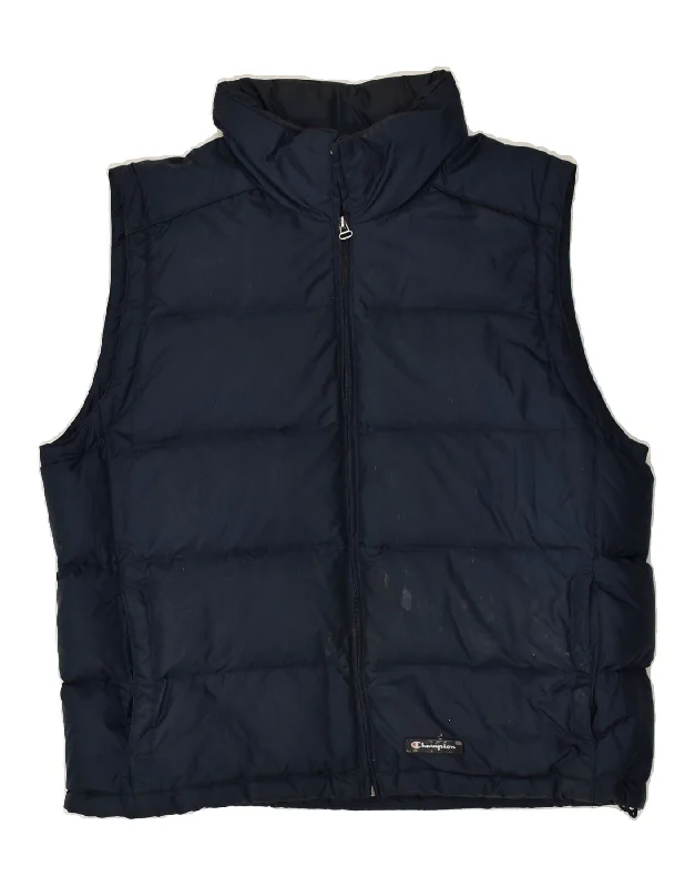 Modern Men's Field JacketsCHAMPION Mens Hooded Padded Gilet UK 42 XL Navy Blue Nylon