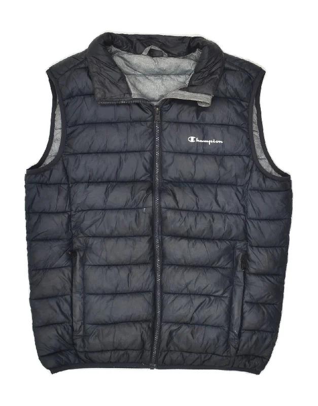Men's Coats for Outdoor ActivitiesCHAMPION Mens Padded Gilet UK 38 Medium Navy Blue Polyester