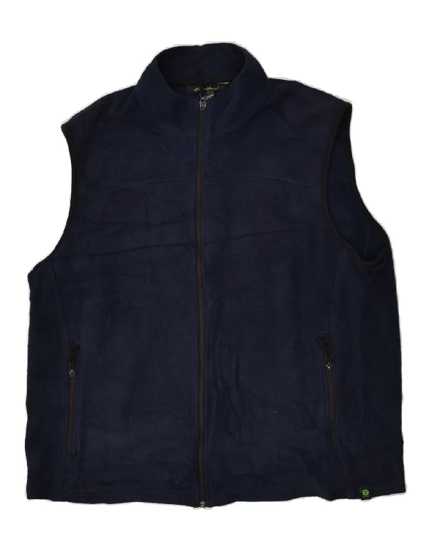 Winter-Ready Men's CoatsEDDIE BAUER Mens Tall Fleece Gilet UK 42 XL Navy Blue Polyester