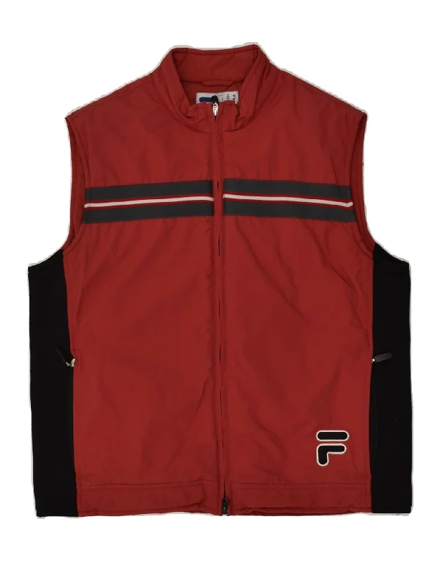 Men's Coats with PocketsFILA Mens Gilet UK 38 Medium Red Polyamide