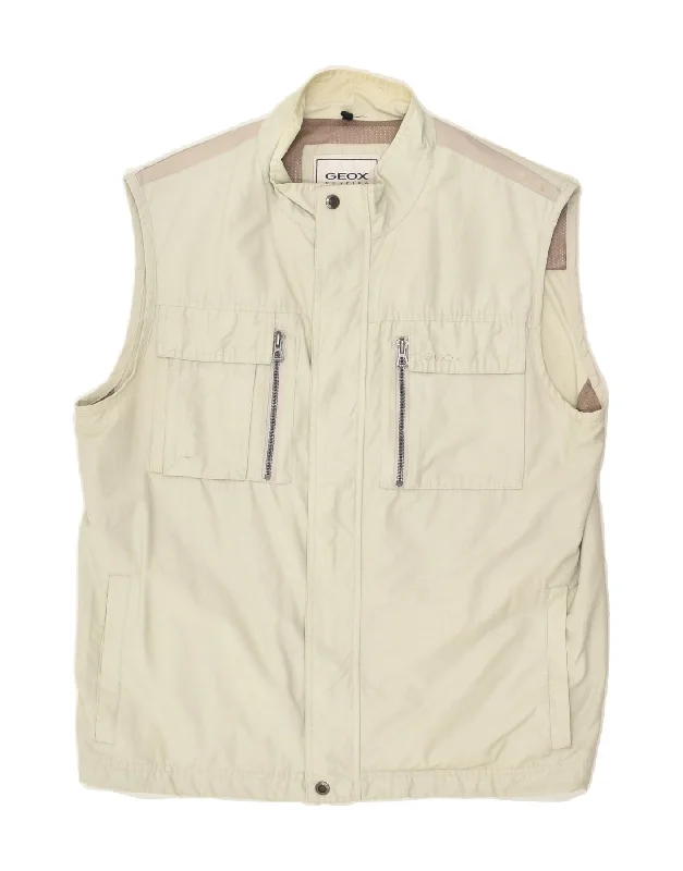 Men's Coats with Relaxed FitsGEOX Mens Utility Gilet UK 42 XL Grey Cotton