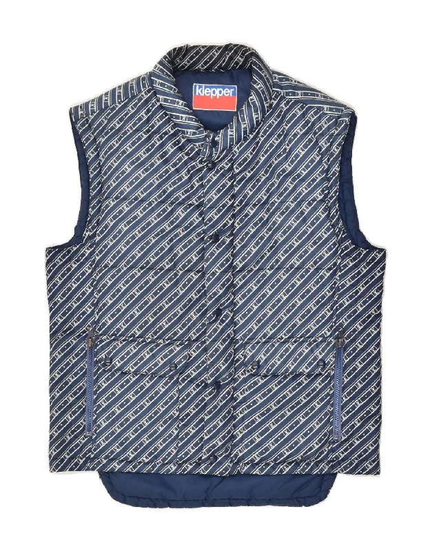 Men's Coats for Short MenKLEPPER Mens Padded Gilet UK 38 Medium Navy Blue Striped