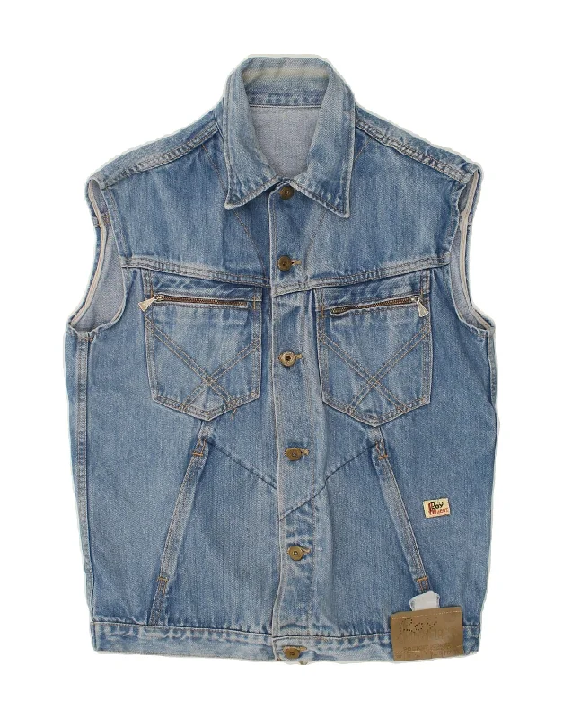 Men's Coats with ZippersROY ROGERS Mens Denim Gilet UK 36 Small Blue