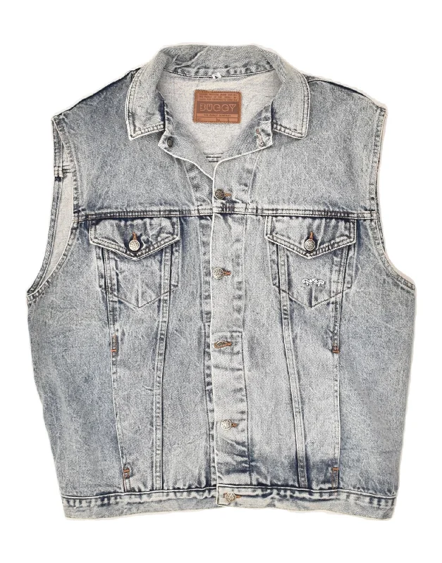 Men's Coats with ButtonsVINTAGE Mens Denim Gilet UK 40 Large Blue Cotton