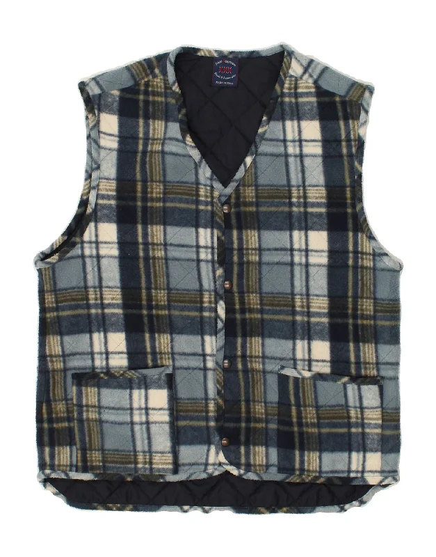 Warm Men's Down JacketsVINTAGE Mens Fleece Gilet UK 38 Medium Blue Check