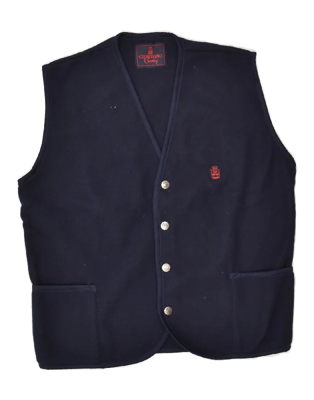 Men's Coats for Rainy WeatherVINTAGE Mens Fleece Gilet UK 38 Medium Navy Blue Polyester