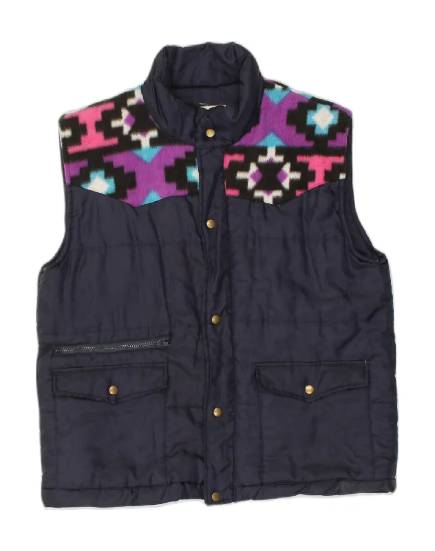 Men's Coats for WalkingVINTAGE Mens Padded Gilet UK 38 Medium Navy Blue