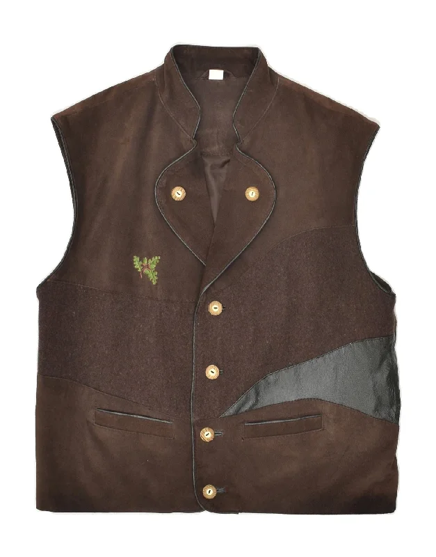 Men's Coats Made in the USAVINTAGE Mens Suede Gilet UK 38 Medium Brown Polyacrylic