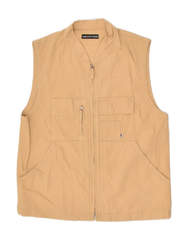 Men's Coats for Dressy OccasionsVINTAGE Mens Utility Gilet IT 46 Small Beige Cotton
