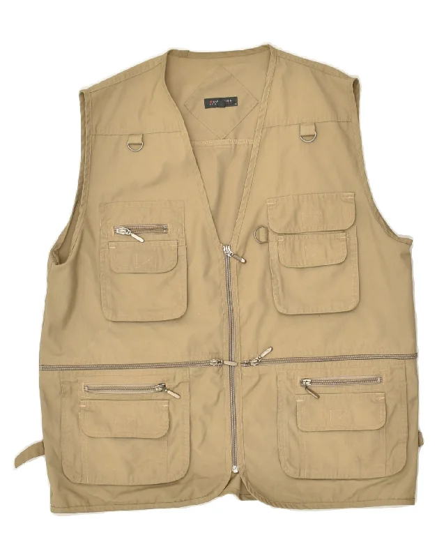 Men's Coats with Modern CutsVINTAGE Mens Utility Gilet UK 38 Medium Beige Cotton