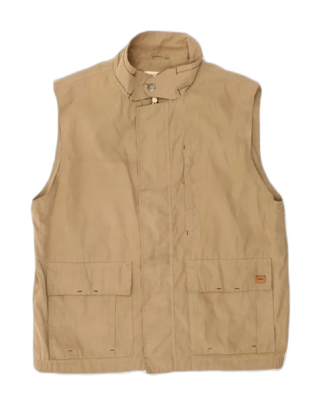 Men's Coats with Velcro ClosuresVINTAGE Mens Utility Gilet UK 40 Large Beige