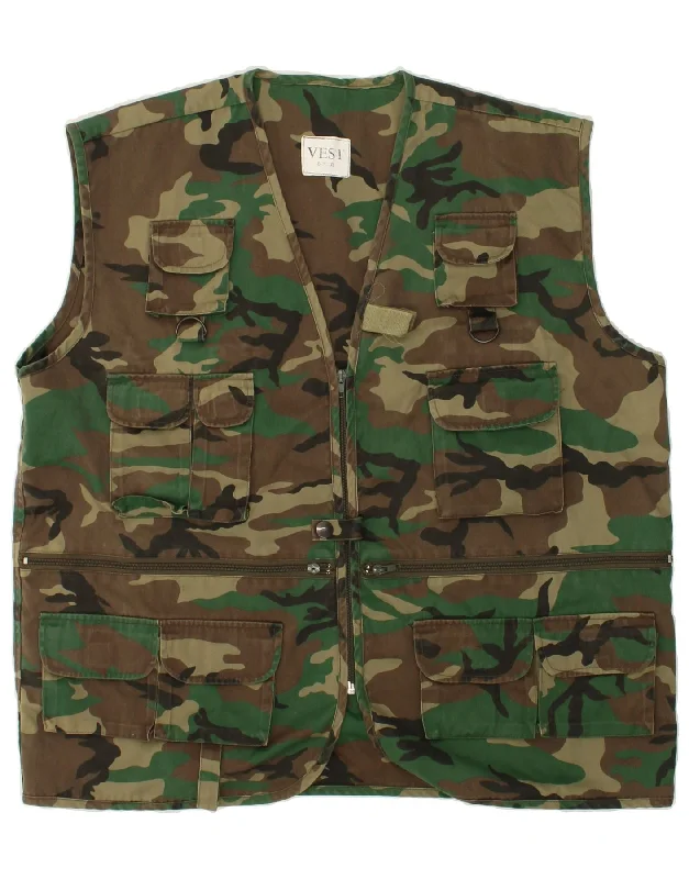 Men's Coats for Every OccasionVINTAGE Mens Utility Gilet UK 42 XL Green Camouflage Polyester