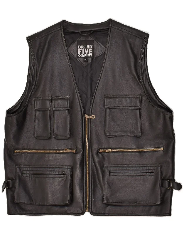 Men's Coats with Vintage StyleVINTAGE Mens Utility Gilet UK 44 2XL Black Polyvinyl